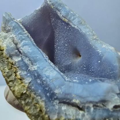 Calcédoine bleue rare, spécimen d'agate dentelle bleue Namibie 103*42*37mm 