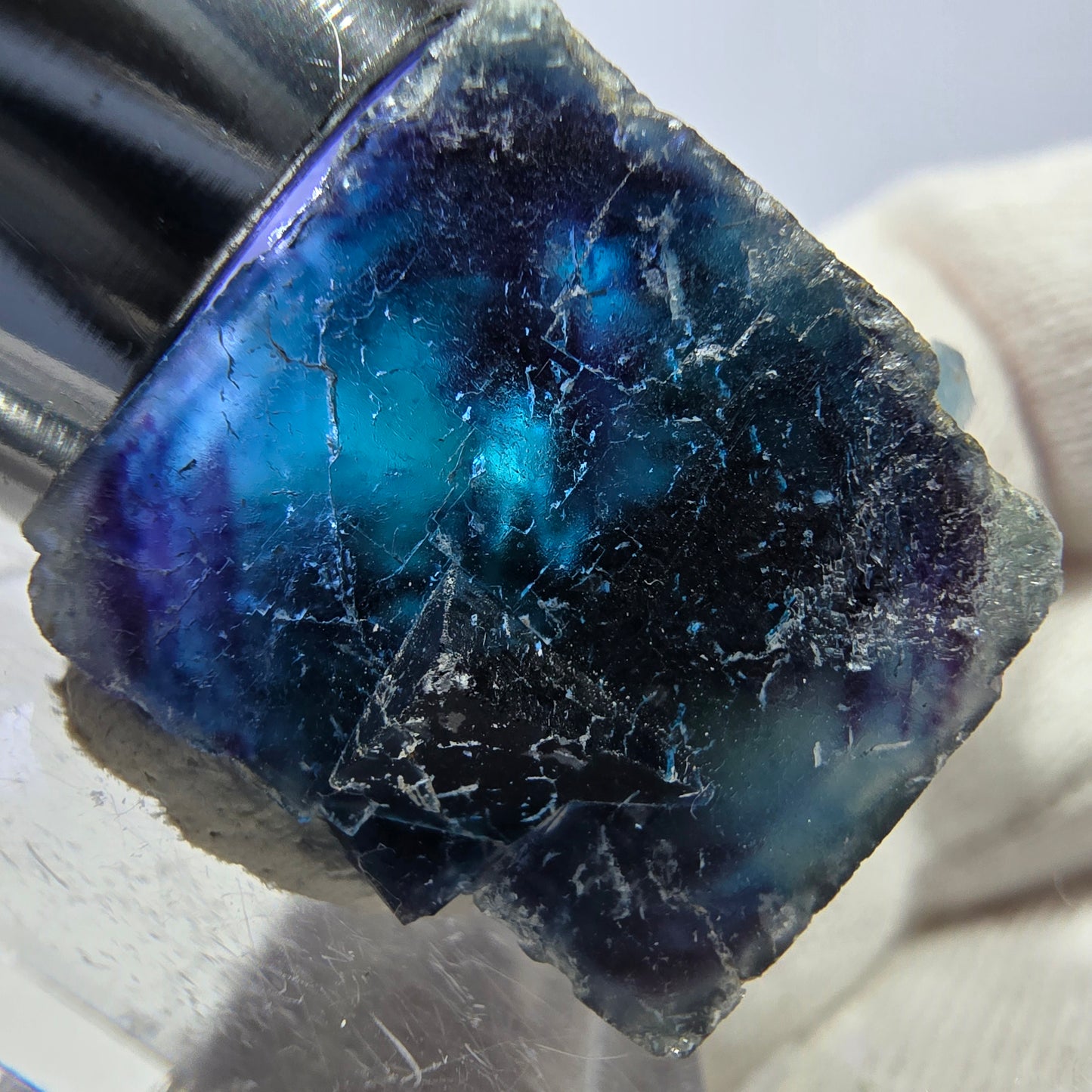 Spécimen de cube de fluorite fantôme, zonal – Nouvelle découverte ! Okorusu, Namibie, 27 x 19 x 21 mm 