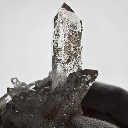 Quartz fumé hématite Enhydro, matrice de calcite, pochette Valentine 3 bulles, Namibie 58 x 46 x 29 mm 