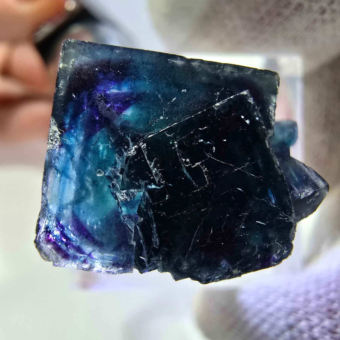 Phantom Fluorit Würfel Stufe, zonal - Neuer Fund! Okorusu, Namibia 25*29*17mm