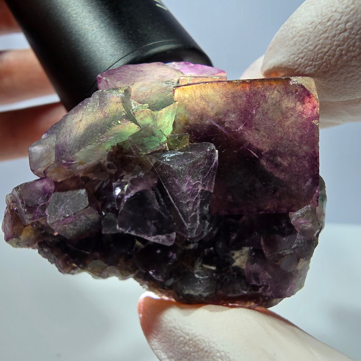 Rare spécimen de cube de fluorite fantôme, vert-violet, Okorusu, Namibie, 53 x 43 x 28 mm 