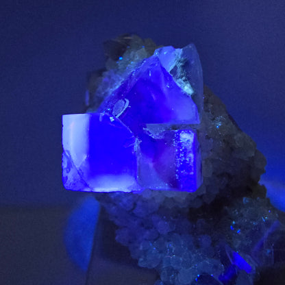 Cubes de fluorite fantôme UV rares, qualité quartz Brandberg, Namibie 30*16*17mm 