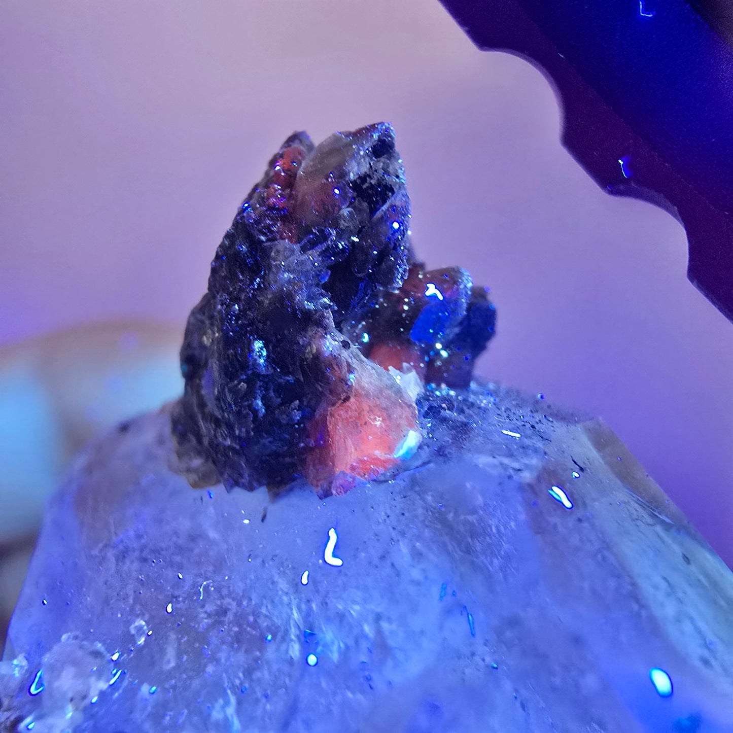 Skeleton Phantom Amethyst Scepter, UV Calcite Valentine Pocket, Namibia 60*30*23mm 