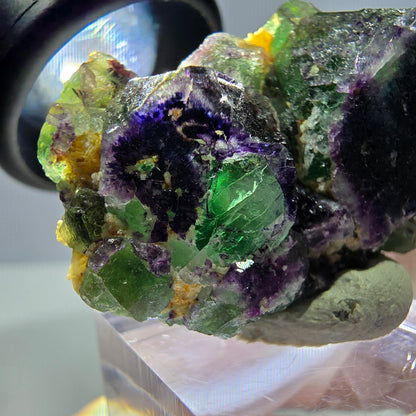 Cube de fluorite fantôme, zonal, muscovite, spécimen de tourmaline Schorl, Erongo, Namibie, 40 x 27 x 21 mm 