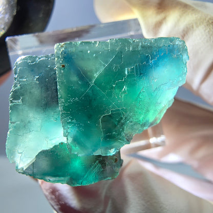 Phantom Fluorit Würfel Stufe, grün parkettiert Okorusu, Namibia 28*23*16mm