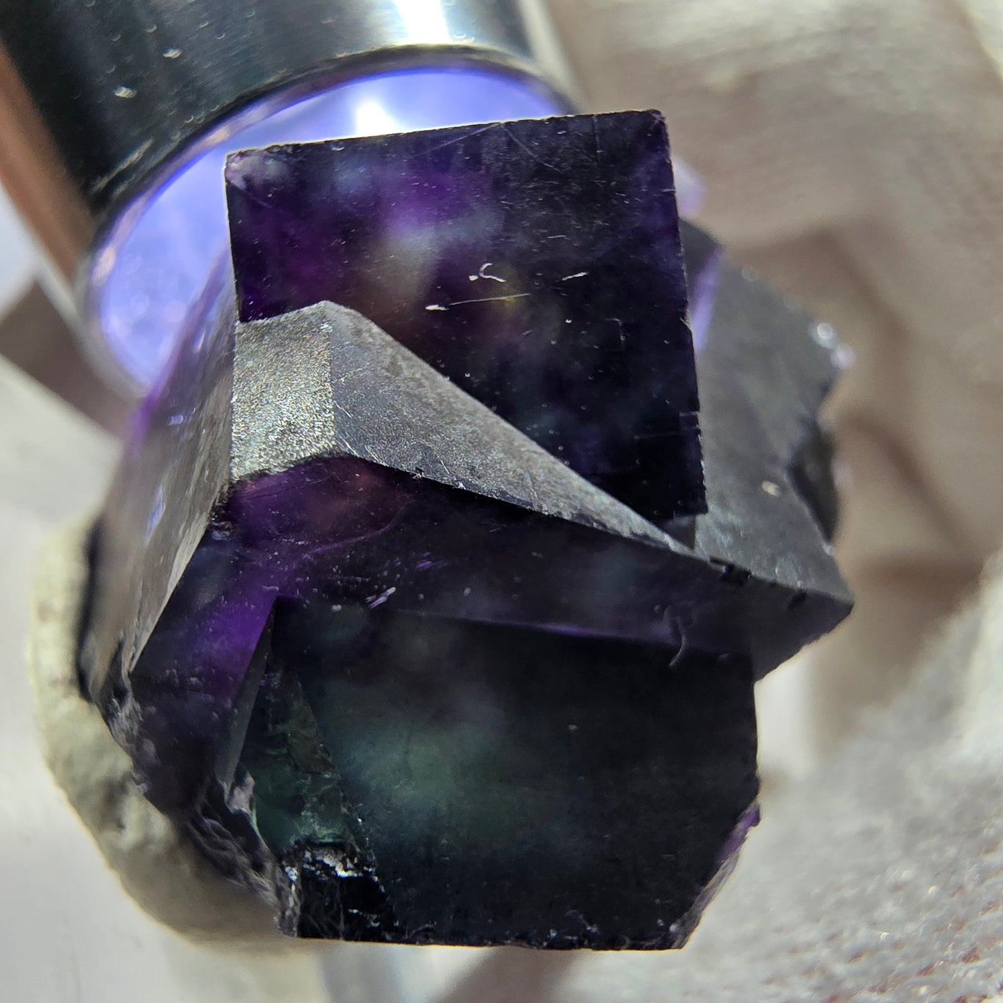 Klare Phantom Fluorit Würfel Stufe zonal grün lila Okorusu, Namibia 37*31*24mm