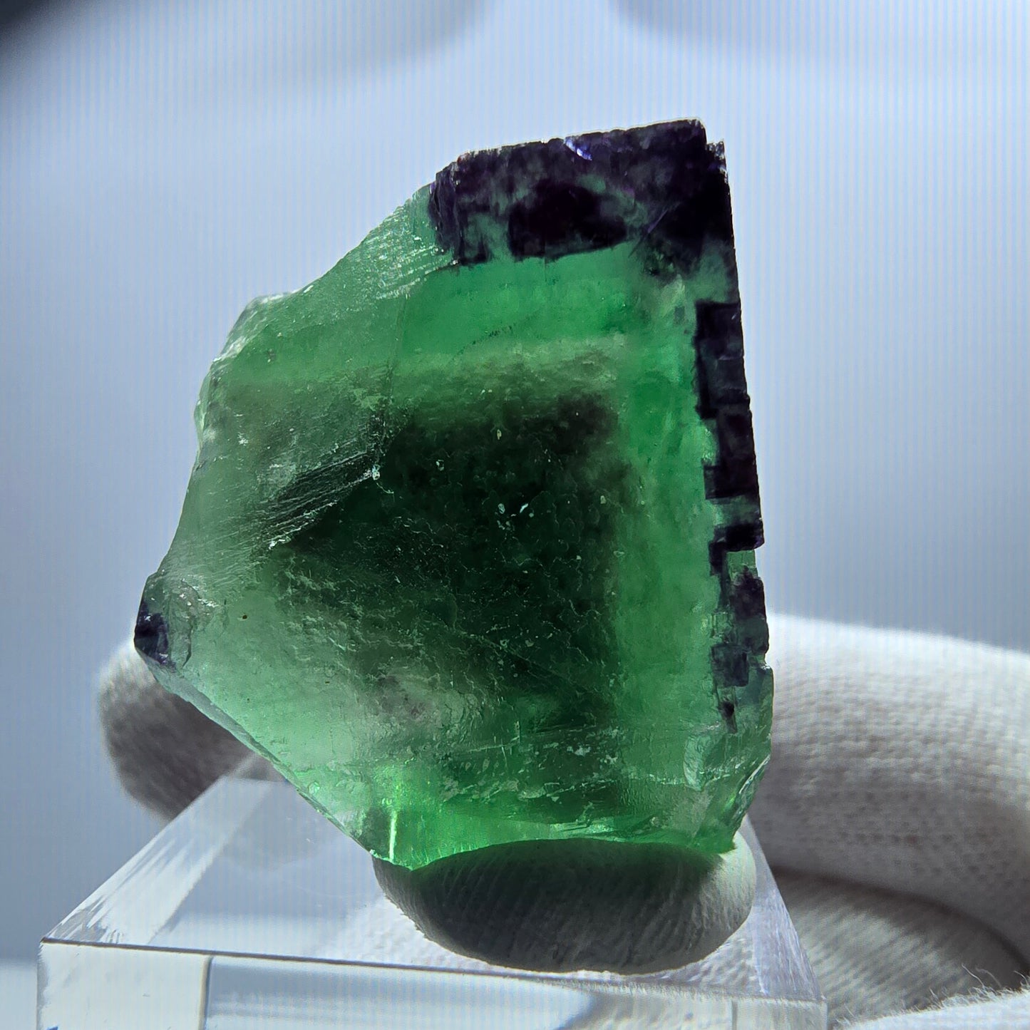 Klarer Phantom Fluorit Würfel, zonal grün lila Okorusu, Namibia 41*24*28mm