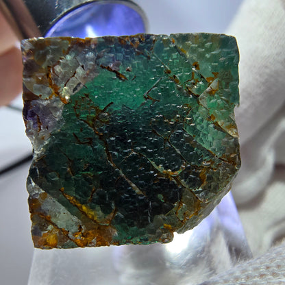 Rare cube de fluorite fantôme zonal, vert violet Okorusu, Namibie 28*25*20mm 