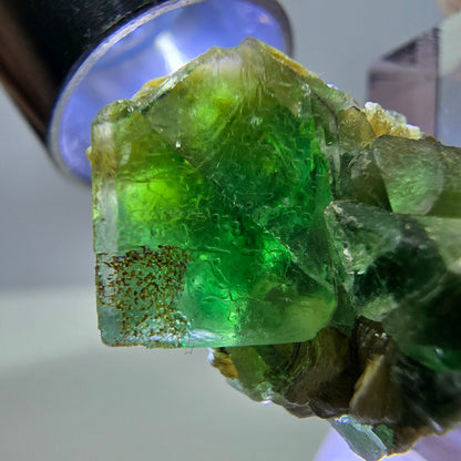 Cube de fluorite fantôme, spécimen de muscovite, Erongo, Namibie, 23 x 17 x 17 mm 
