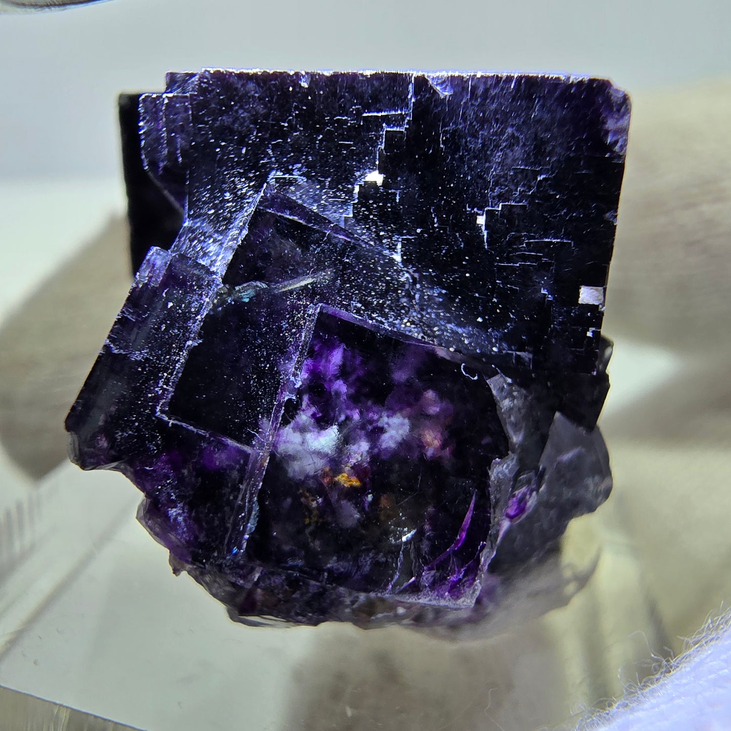 Rare Phantom Fluorite Cube Specimen zonal green purple Okorusu, Namibia 28*28*25mm 