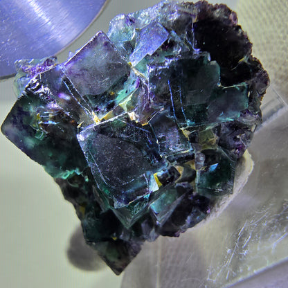 Spécimen zonal de cube de fluorite fantôme, vert violet, Okorusu, Namibie 32 x 30 x 19 mm 