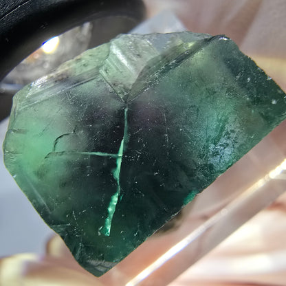 Cube de fluorite fantôme transparente parquetée, vert Okorusu, Namibie 21 x 17 x 16 mm 