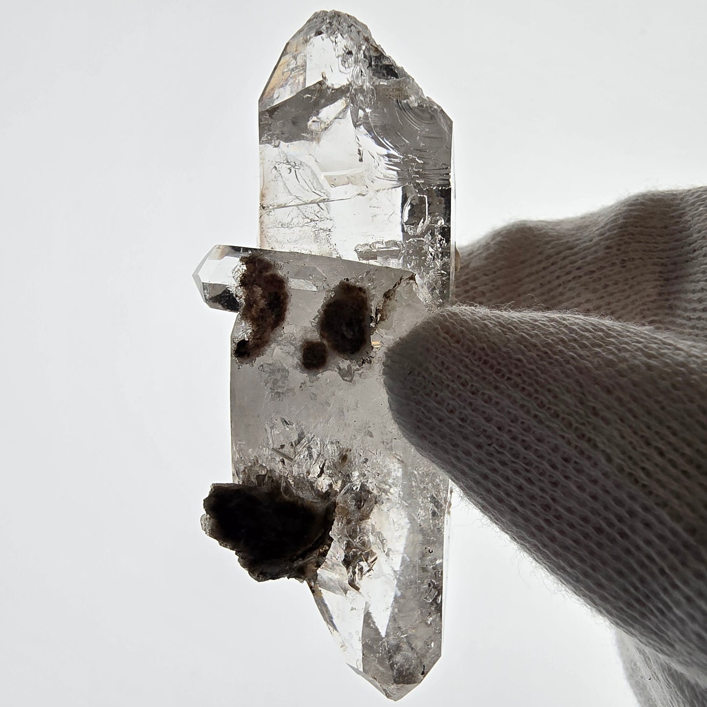 Sceptre DT en quartz fumé squelette Enhydro, 1x pochette Saint-Valentin à bulles, Namibie 60 x 23 x 21 mm 