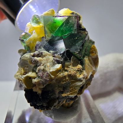 Cube de fluorite fantôme, spécimen de tourmaline scholle muscovite, Erongo, Namibie, 30 x 28 x 23 mm 