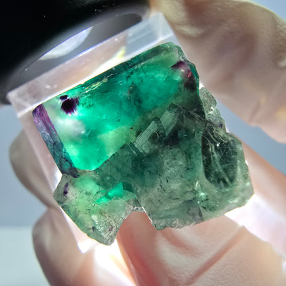 Phantom Fluorit Würfel Stufe, grün lila Okorusu, Namibia 30*20*12mm