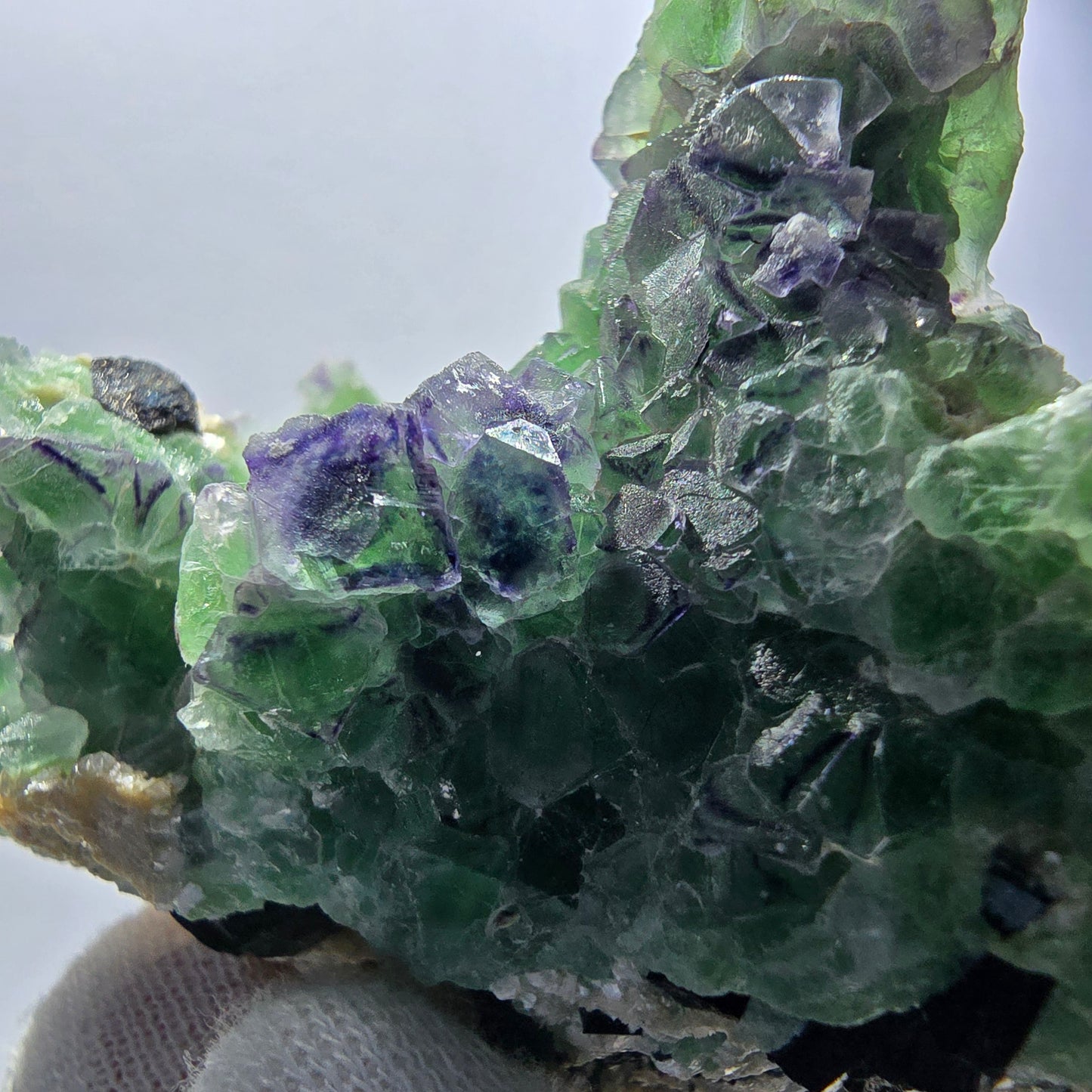 Cube de fluorite fantôme zonal, spécimen de muscovite, Erongo, Namibie, 63 x 50 x 43 mm 