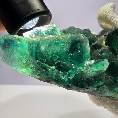 Grand cube de fluorite fantôme vert étagé Okorusu Namibie 102 x 78 x 28 mm 