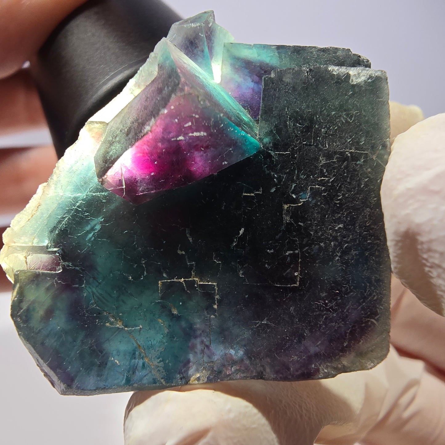 Rare spécimen de cube de fluorite fantôme, poche papillon, Okorusu, Namibie, 48 x 33 x 22 mm 