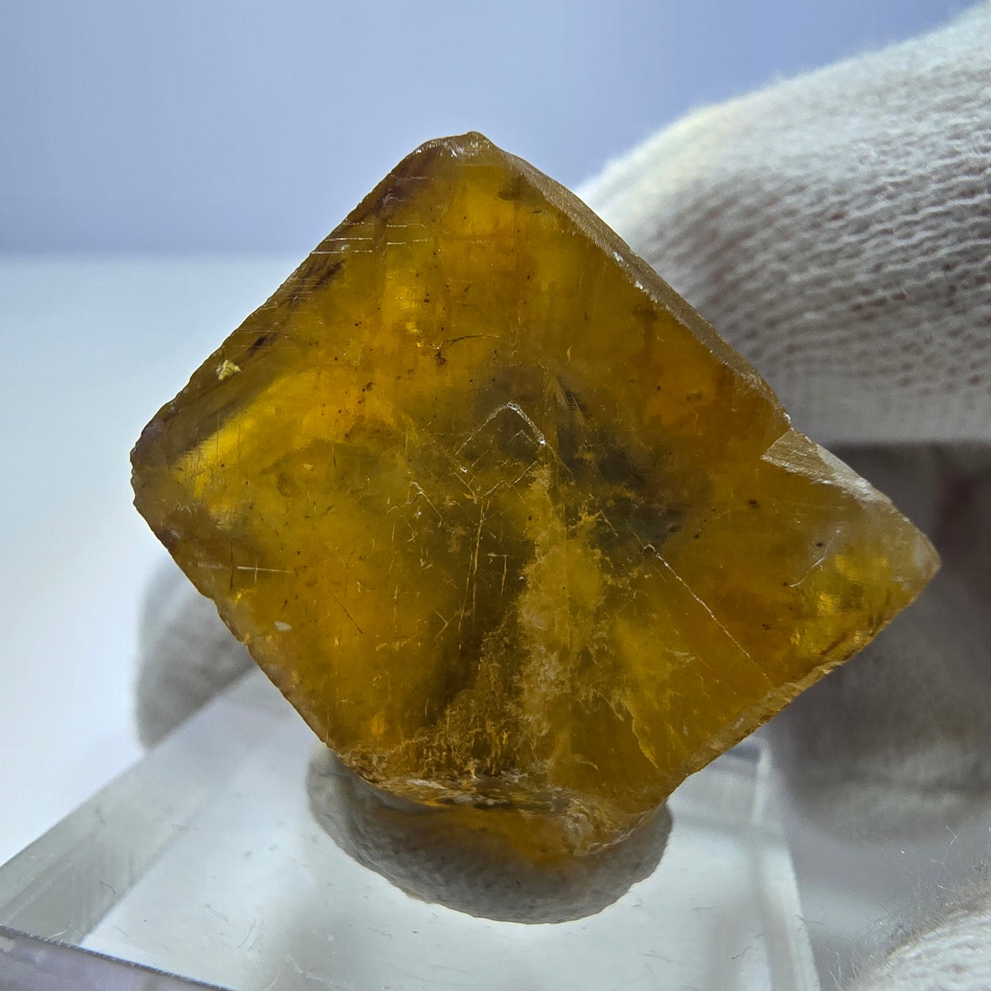 Klarer Phantom Fluorit Würfel, gelb grün Okorusu, Namibia 27*26*15mm