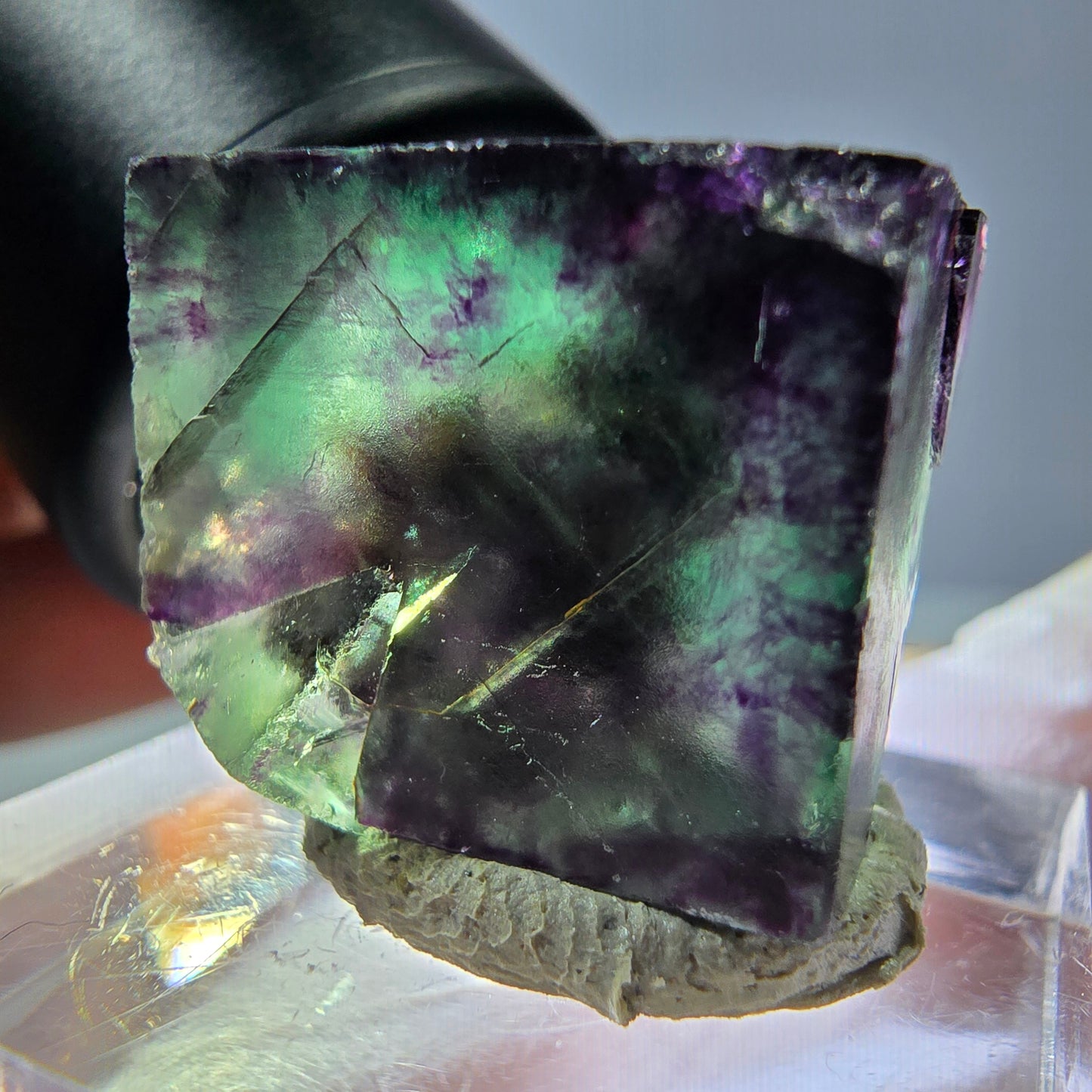 Phantom Fluorit Würfel parkettiert, grün lila Okorusu, Namibia 19*18*17mm