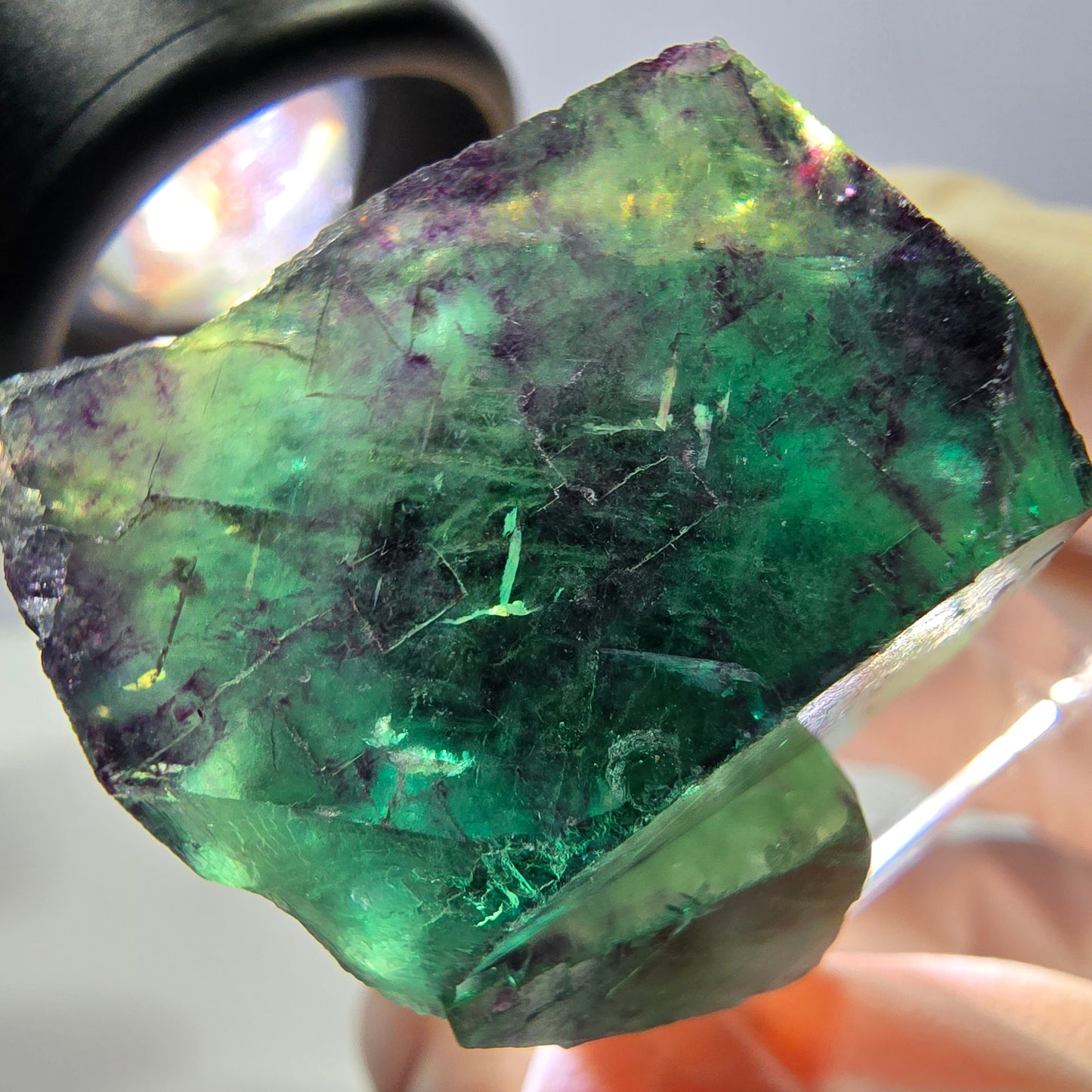 Phantom Fluorit Würfel Stufe, parkettiert grün lila Okorusu, Namibia 25*24*22mm
