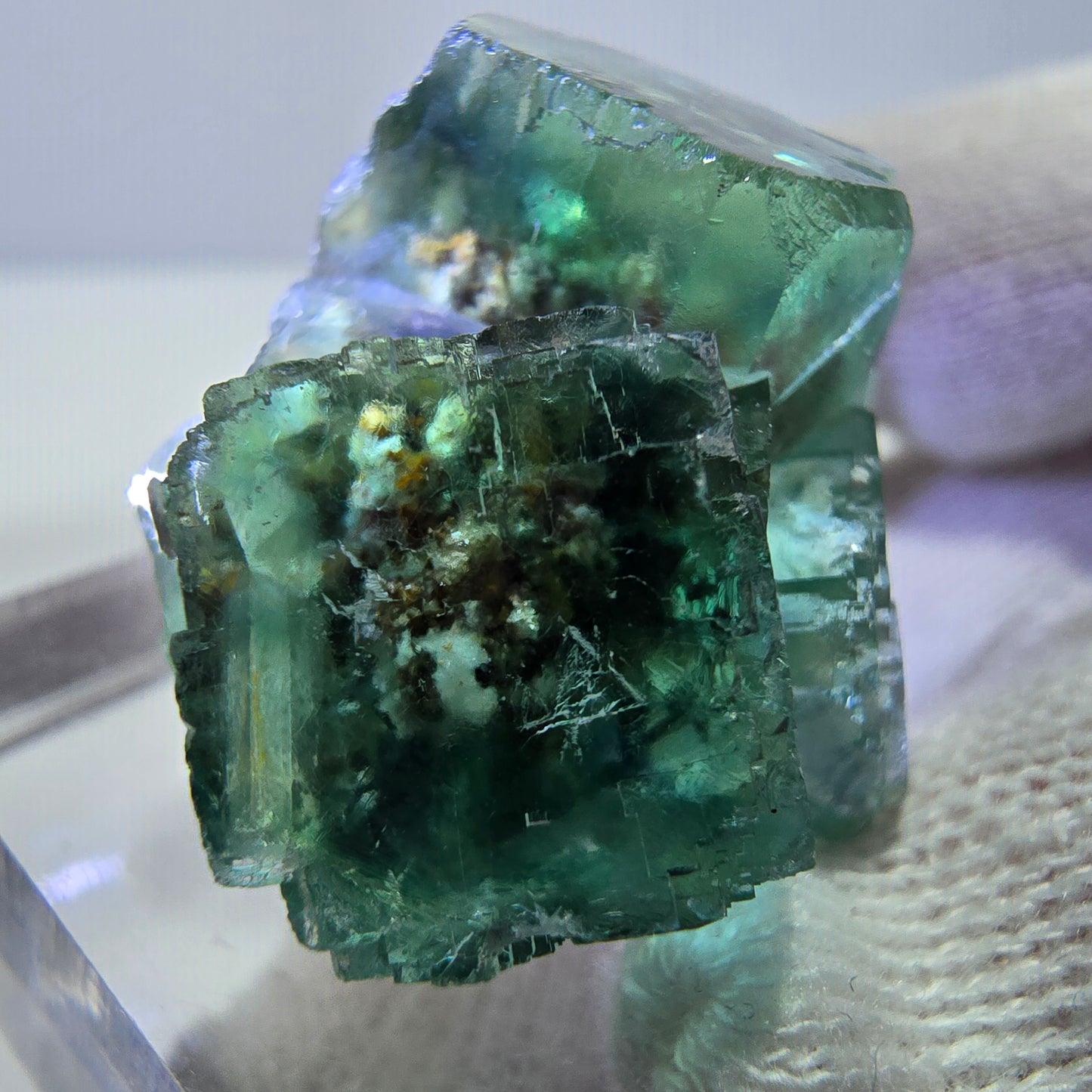 Rare Phantom Fluorite Cube Specimen, parqueted, green Okorusu, Namibia 29*23*21mm 