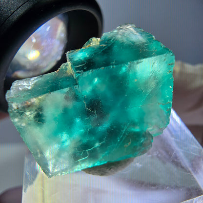 Klarer Phantom Fluorit Würfel parkettiert, grün Okorusu, Namibia 19*16*14mm