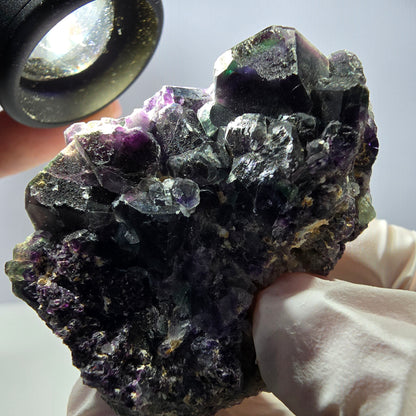 Cube de fluorite fantôme, spécimen de quartz vert violet, Okorusu, Namibie, 53 x 43 x 40 mm 