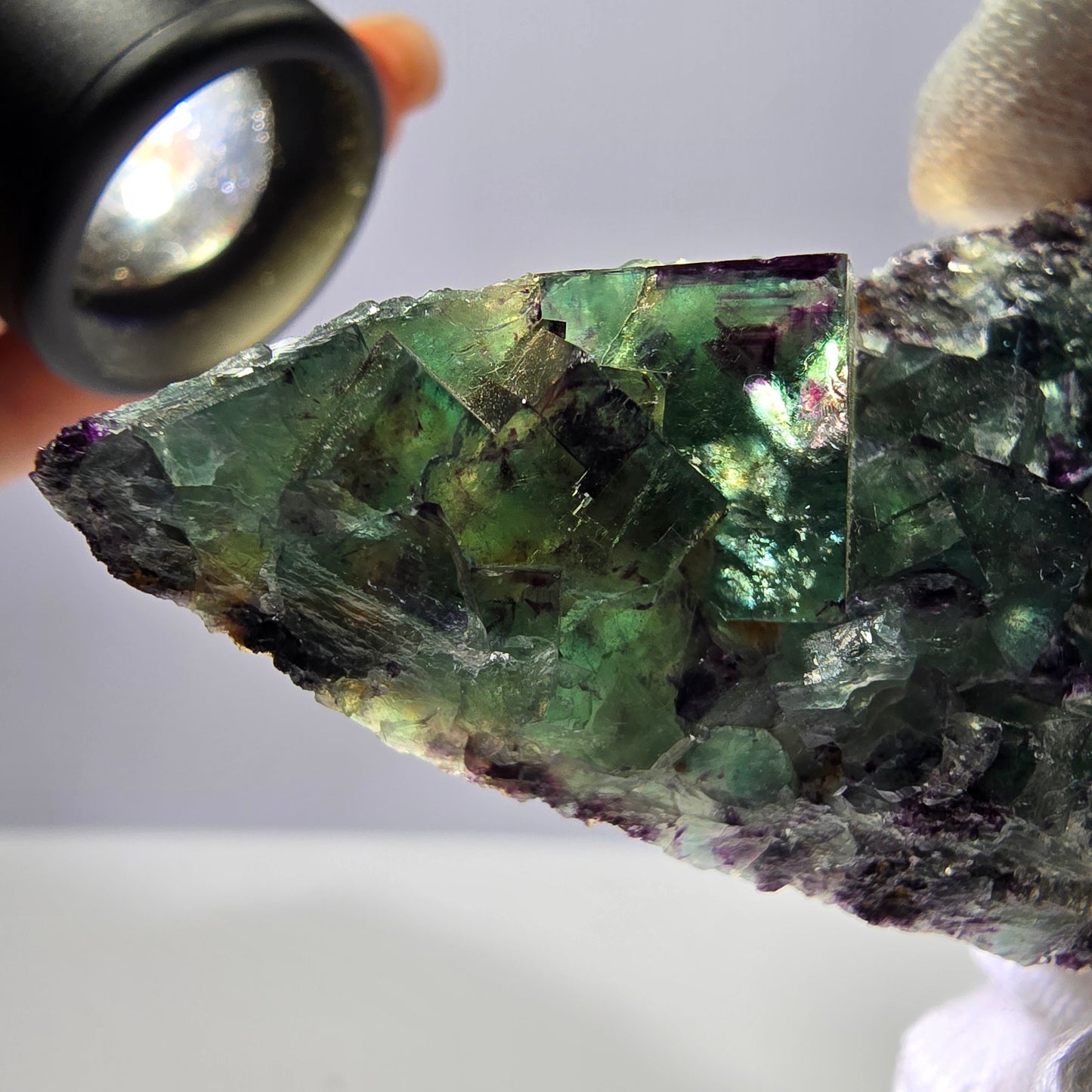 Phantom Fluorit Würfel Stufe grün lila zonal Okorusu Namibia 82*48*15mm