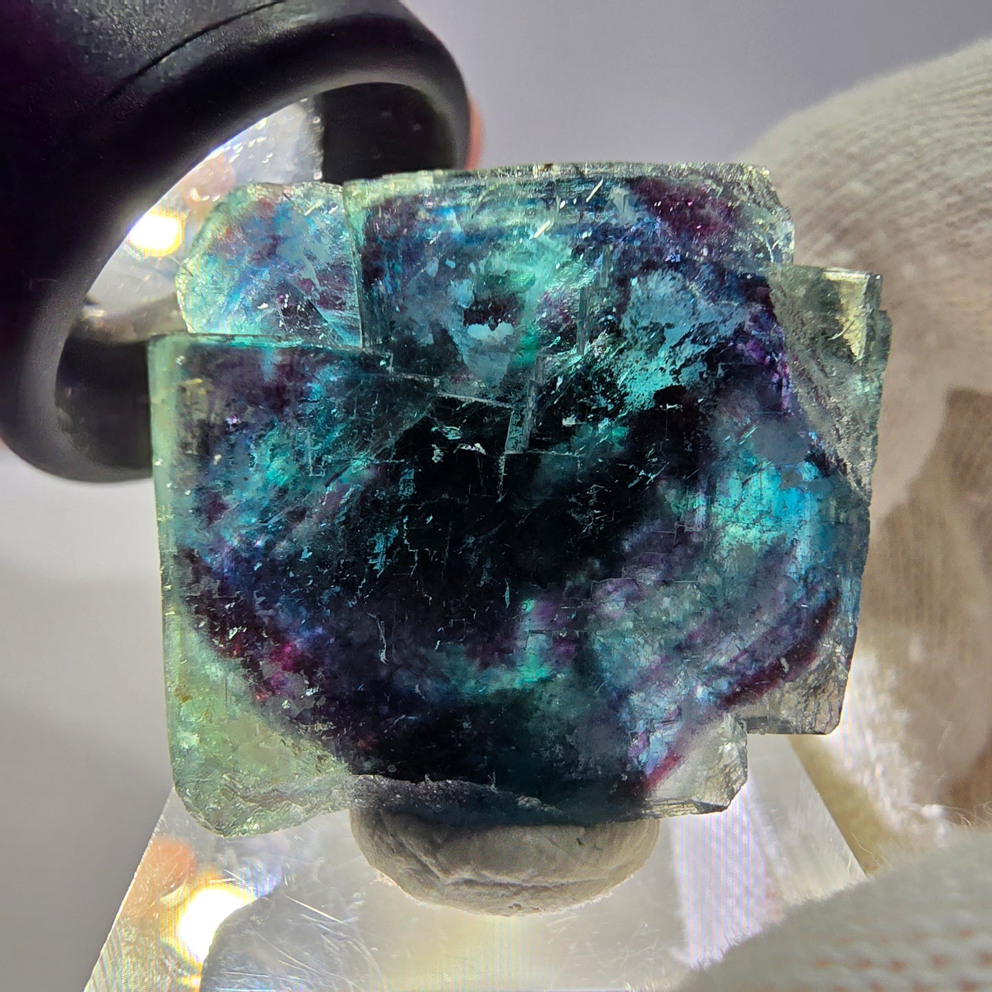 Spécimen de cube de fluorite fantôme, zonal – Nouvelle découverte ! Okorusu, Namibie, 33 x 31 x 21 mm 