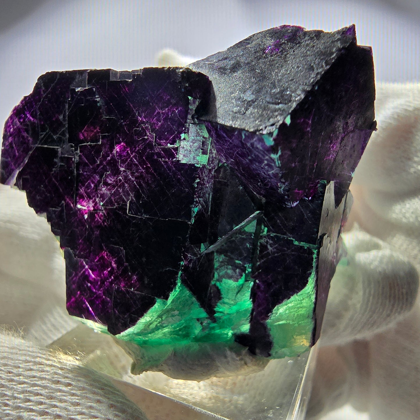 Fluorit Würfel Stufe, parkettiert grün lila 11:11 Angel Pocket Okorusu, Namibia 52*39*31mm