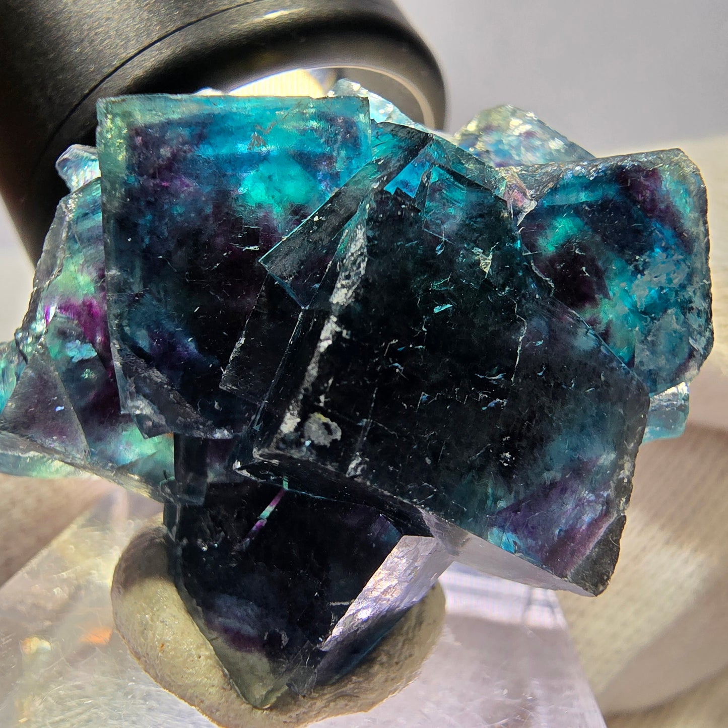 Spécimen de cube de fluorite fantôme, zonal – Nouvelle découverte ! Okorusu, Namibie, 36 x 28 x 18 mm 
