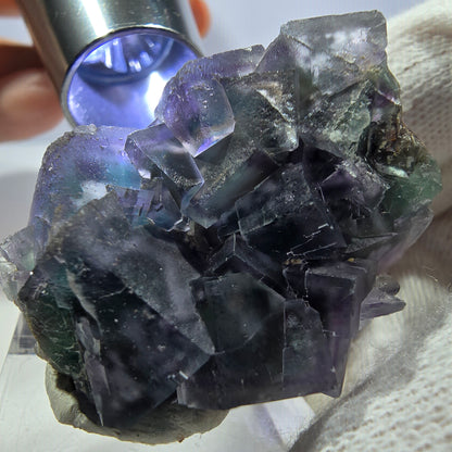 Clear Phantom Fluorite Cube Specimen zonal green purple Okorusu, Namibia 42*32*33mm 
