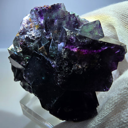 Seltene Phantom Fluorit Würfel Stufe zonal grün lila Okorusu, Namibia 60*49*23mm