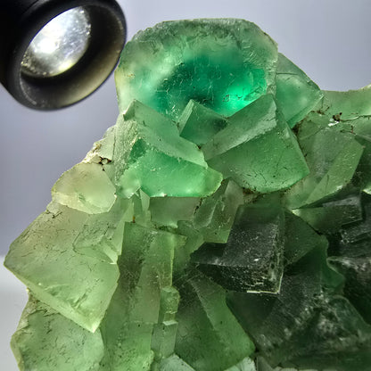 Grand cube de fluorite fantôme étagé, vert Okorusu Namibie 100*74*22mm 