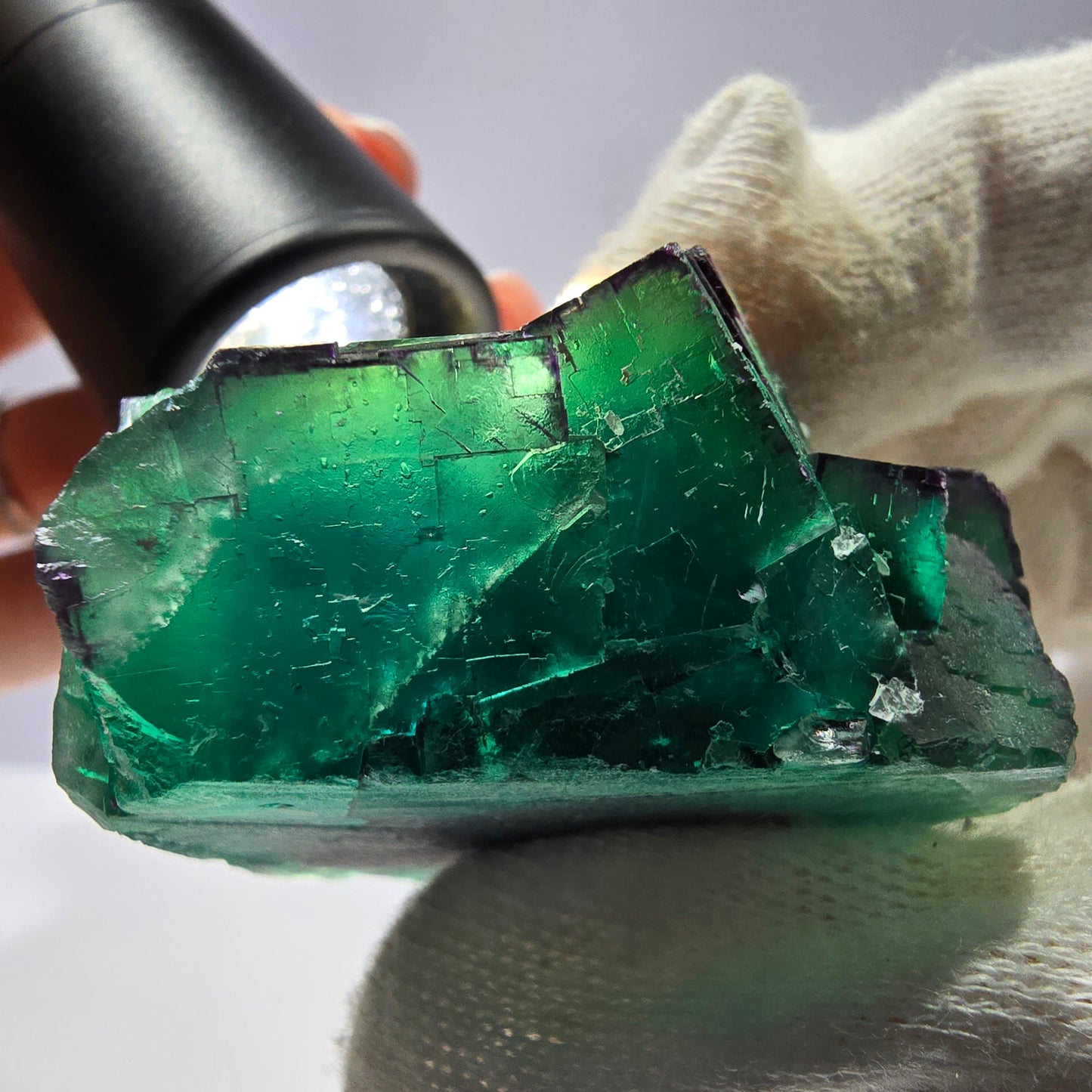 Phantom Fluorit Würfel Stufe parkettiert zonal Okorusu Namibia 63*45*28mm