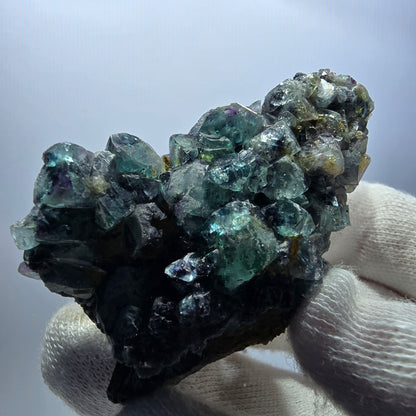 Cube de fluorite fantôme zonal, spécimen de tourmaline Schorl, Erongo, Namibie, 60 x 41 x 28 mm 