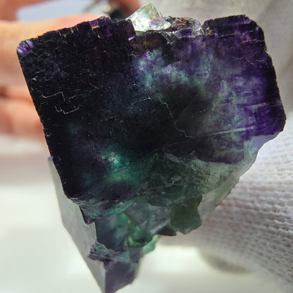 Klare Phantom Fluorit Würfel Stufe zonal grün lila Okorusu, Namibia 41*24*21mm