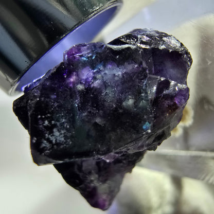 Spécimen rare de cube de fluorite fantôme, vert zonal et violet, Okorusu, Namibie, 23 x 18 x 19 mm 