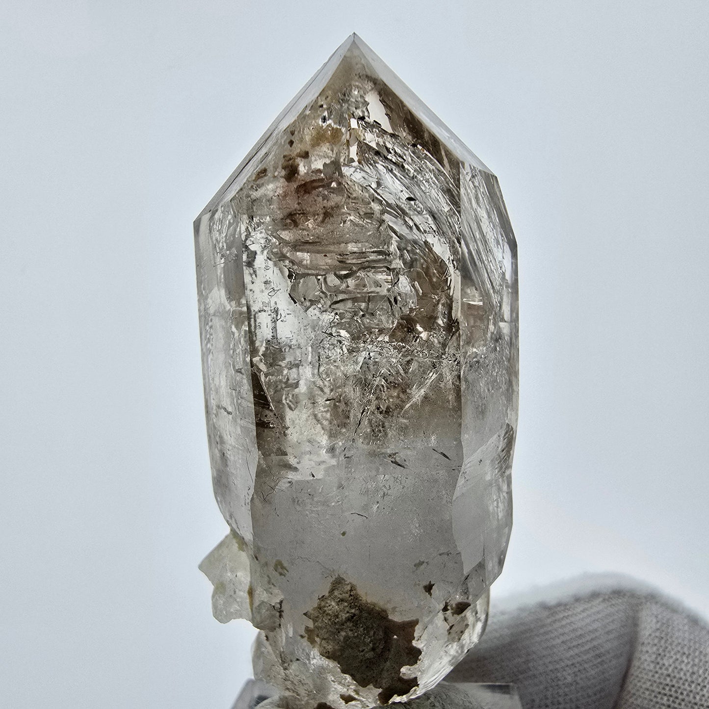 Enhydro Phantom Smoky Quartz Sceptre Tip 2x Bubble Goboboseb, Namibie 61*27*22mm 