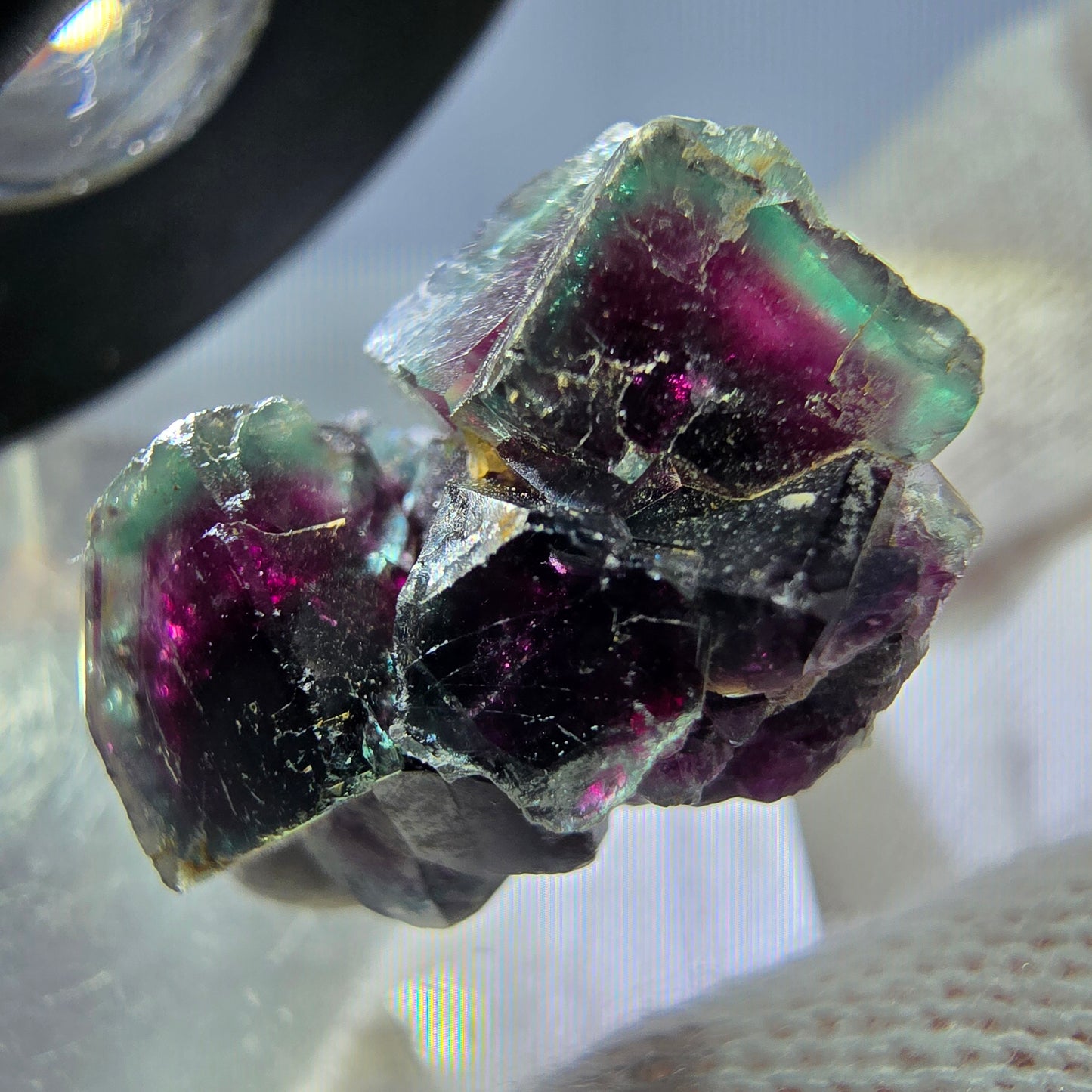 Seltene Phantom Fluorit Würfel Stufe, grün pink Okorusu, Namibia 24*16*14mm