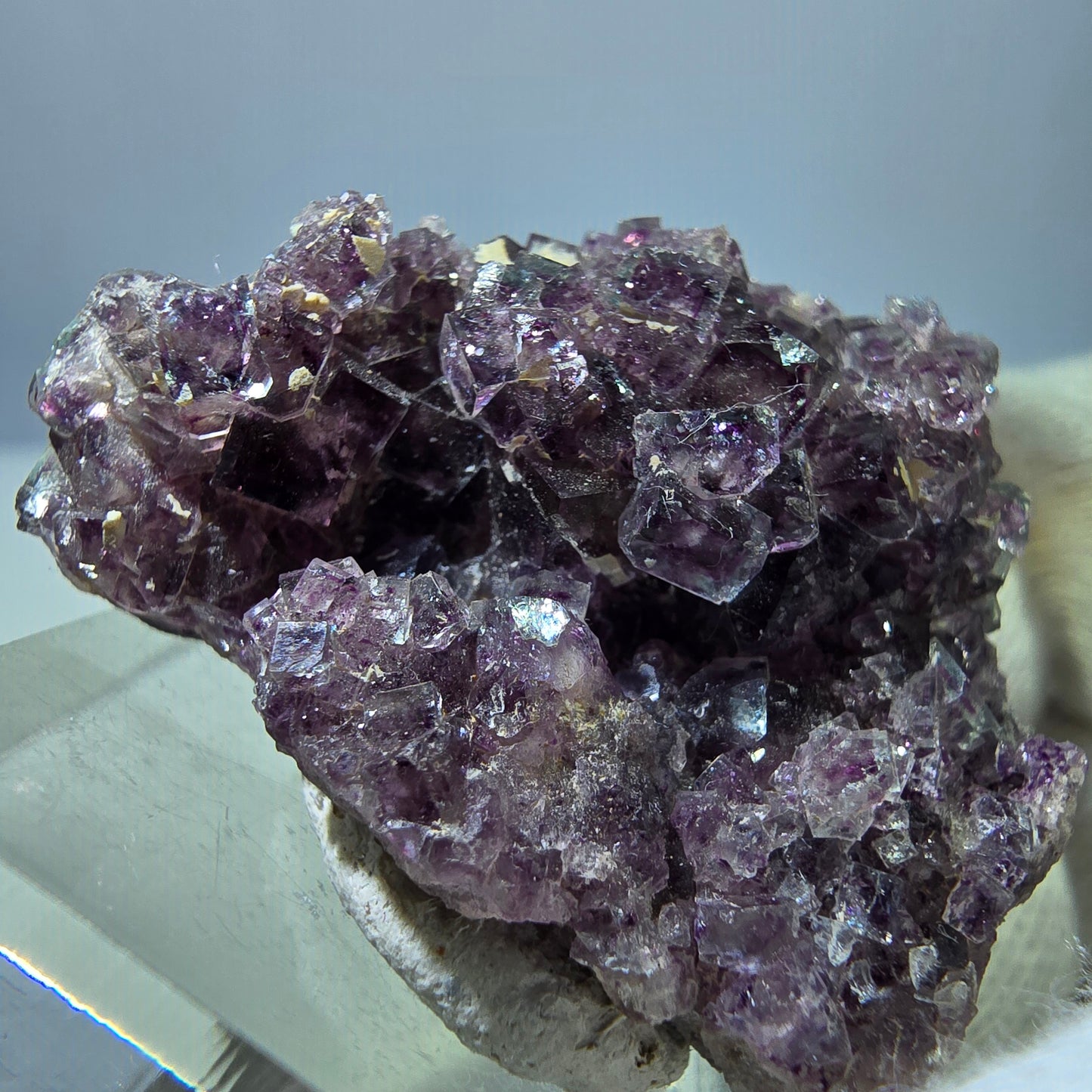 Spécimen rare de cube de fluorite fantôme, vert zonal et violet, Okorusu, Namibie, 38 x 28 x 12 mm