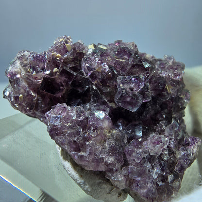 Spécimen rare de cube de fluorite fantôme, vert zonal et violet, Okorusu, Namibie, 38 x 28 x 12 mm