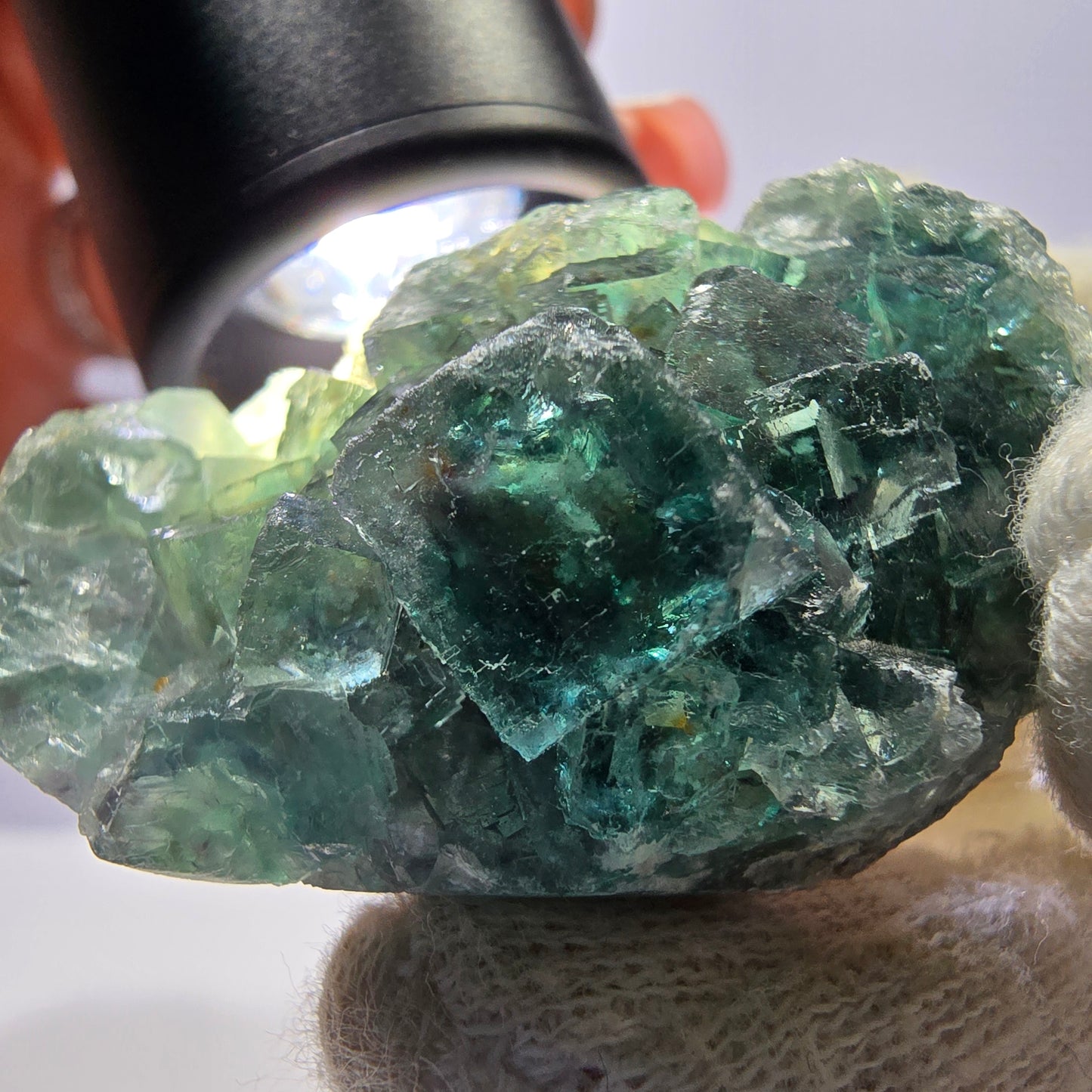 Seltene Phantom Fluorit Würfel Stufe, grün Okorusu Namibia 49*29*16mm