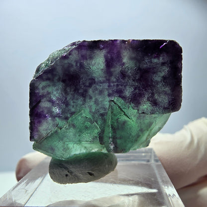 Spécimen rare de cube de fluorite, vert violet, Okorusu, Namibie, 29 x 26 x 15 mm 