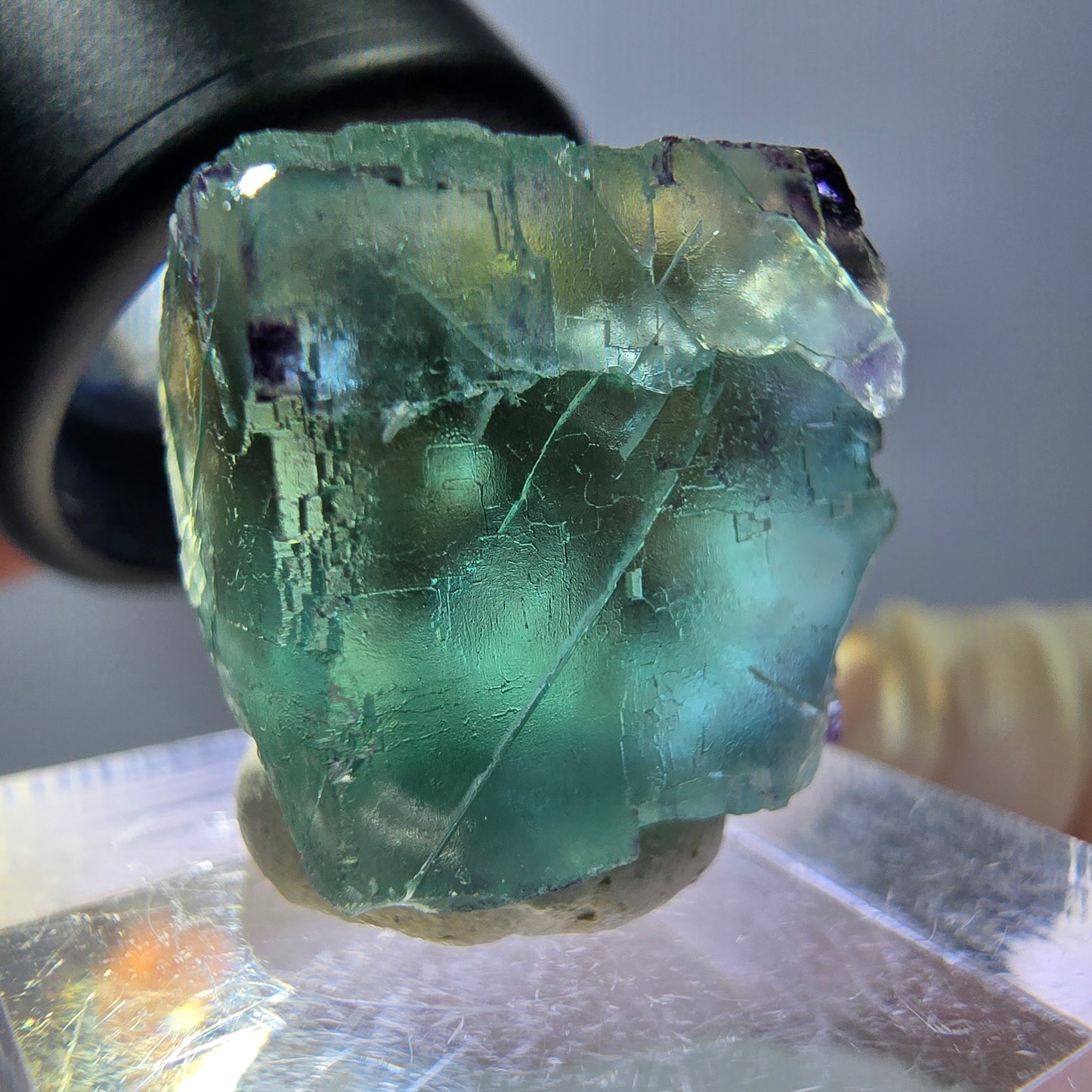 Phantom Fluorit Würfel parkettiert, zonal, grün lila Okorusu, Namibia 18*17*15mm