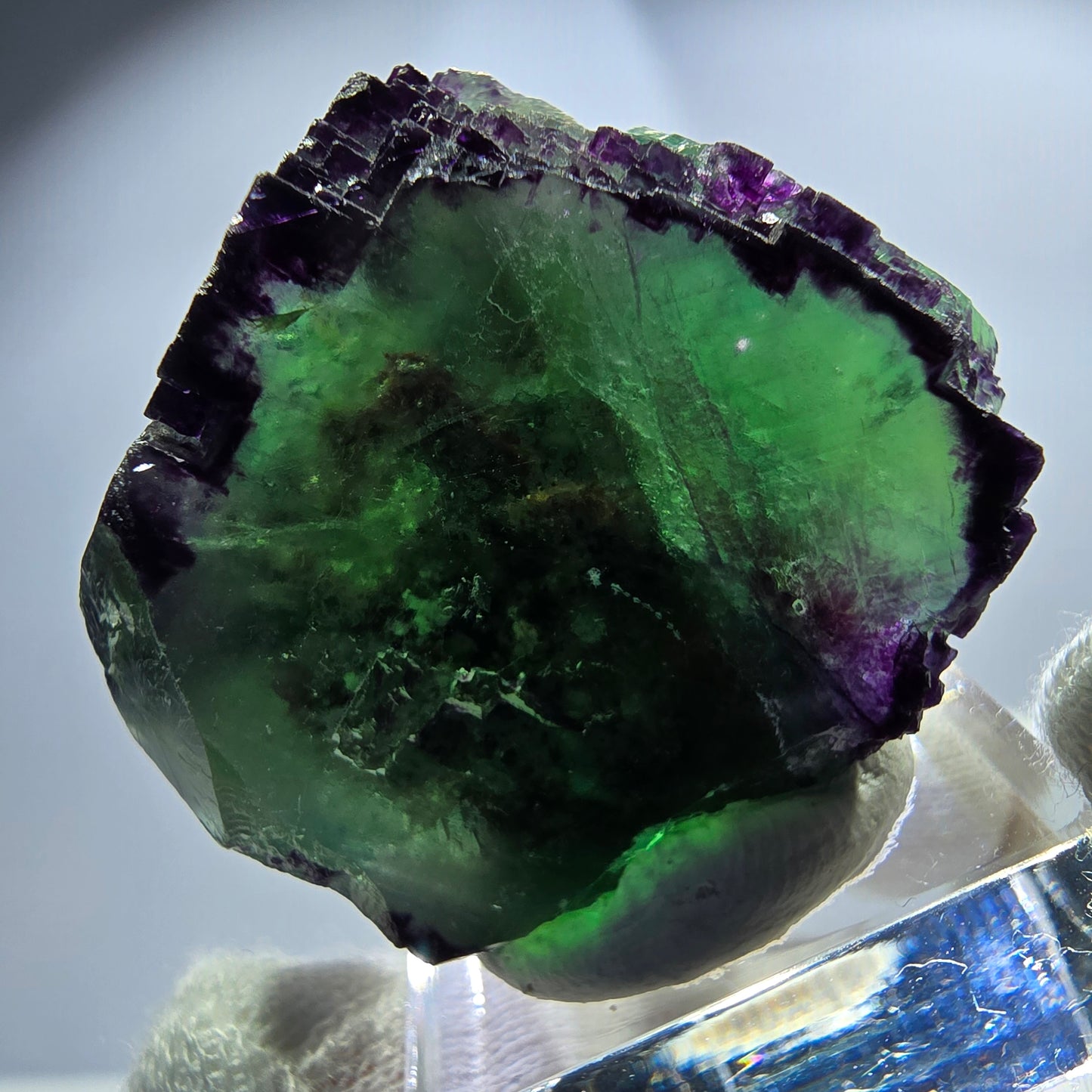 Seltener Phantom Fluorit Würfel, zonal grün lila Okorusu, Namibia 40*35*29mm