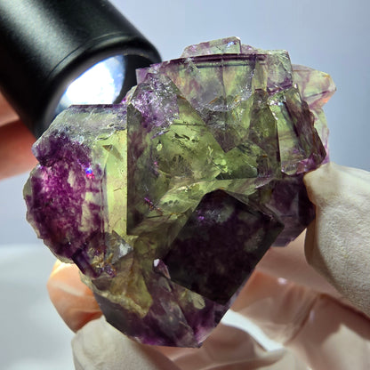 Spécimen de cube de fluorite fantôme, parqueté vert violet Okorusu, Namibie 46*41*26 mm 