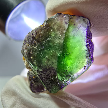 Cube de fluorite fantôme, zonal, spécimen de muscovite, Erongo, Namibie, 24 x 17 x 12 mm 