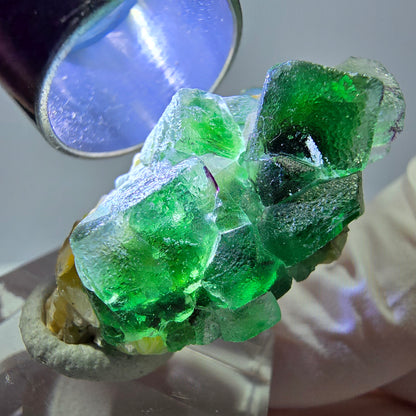 Cube de fluorite fantôme, spécimen de muscovite, Erongo, Namibie, 36 x 19 x 16 mm 